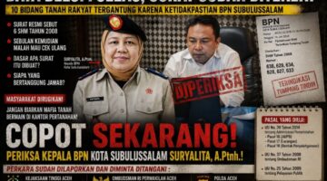 Kepala BPN Kota Subulussalam Diminta Berikan Penjelasan Transparan, 10 Bidang Tanah Jangan Digantung Tanpa Kepastian